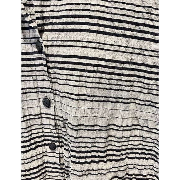 Habitat Women’s Medium Gray Black Striped Roll Sleeve‎ Button Shirt Cotton Blend - Picture 2 of 7